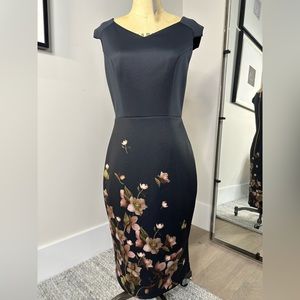 Ted Baker satin dress with rose gold zipper